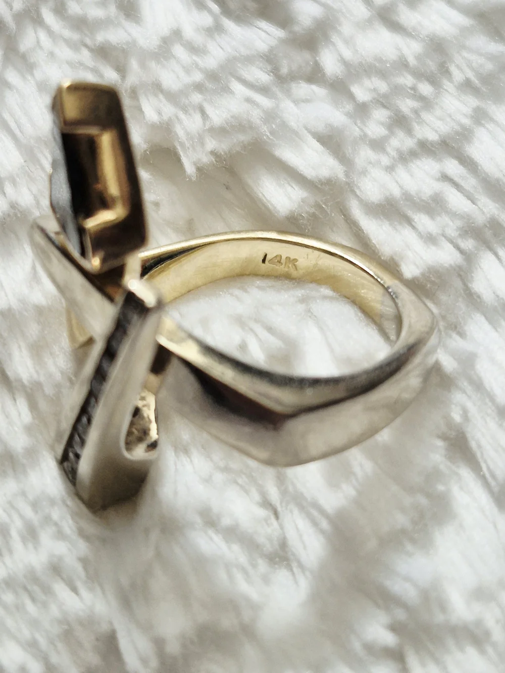Estate 14k Gold Geometric Diamond Cocktail Ring